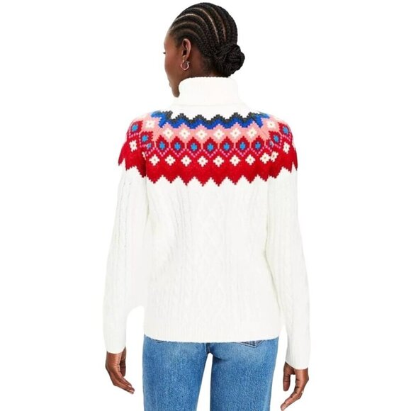Loft Fair Isle Trending Cable Knit Turtleneck Sweater Size M - Picture 4 of 9
